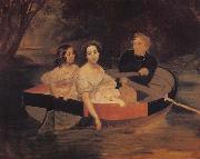 Karl Briullov Portrait of the Artist with Baroness Yekaterina Meller-akomelskaya and her Daughter in a Boat Spain oil painting artist